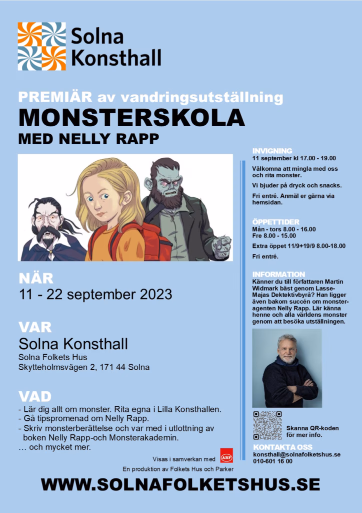 solna folkets hus utställning 2023 monsterskola med nelly rapp